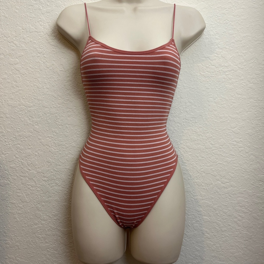 Pink and white tank one piece